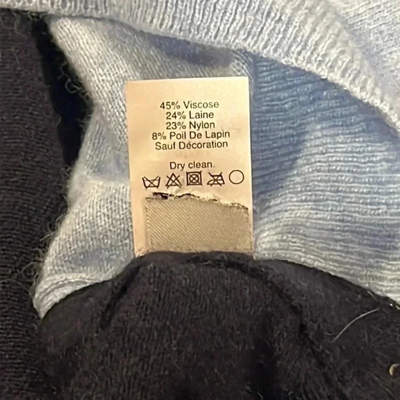 J. Crew Mohair Wool Blend Elbow Patch Asymmetrical Blue Sweater Womens Medium - Picture 6 of 9